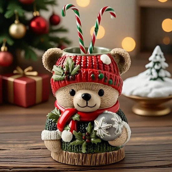 YY5975 Noel Ağacı Ayıcık Saksı Mumluk Silikon Kalıp